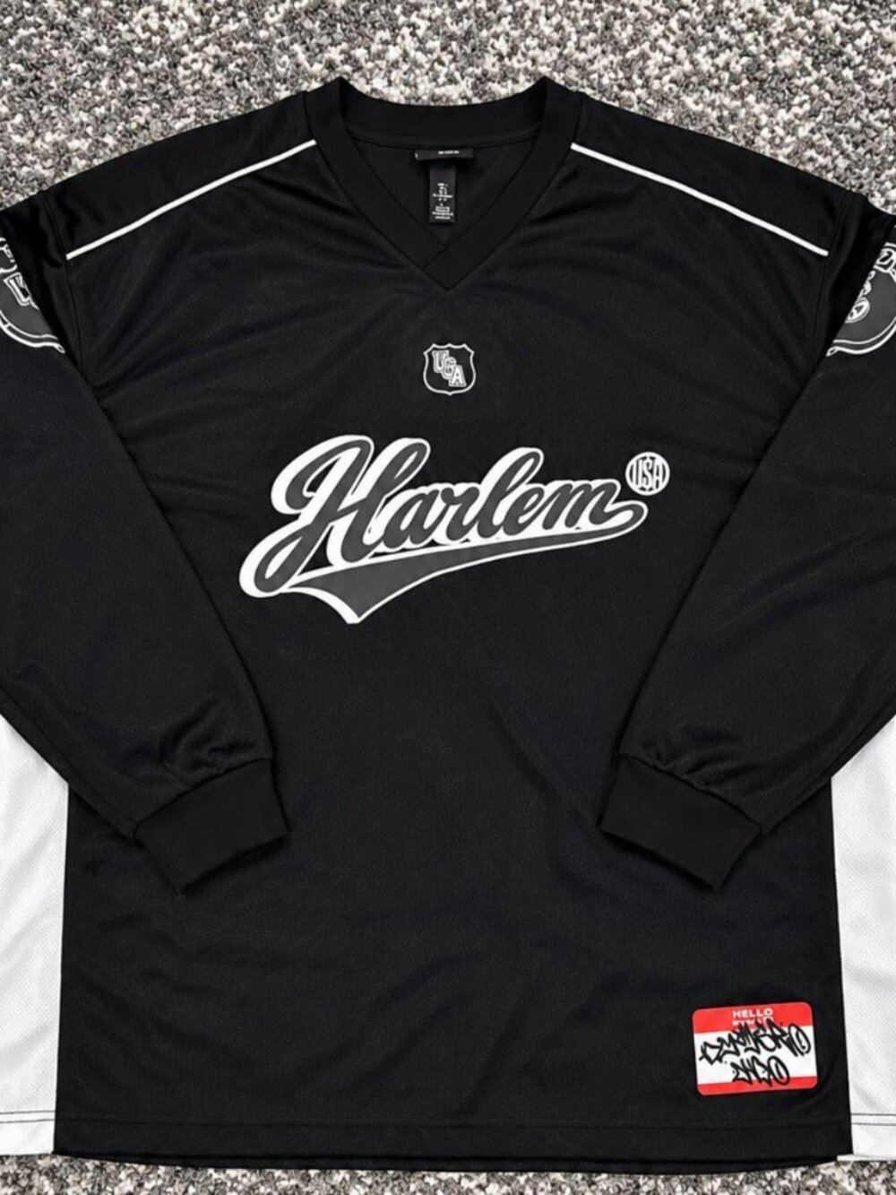 Harlem USA Black Long Sleeve Hockey Jersey Streetwear